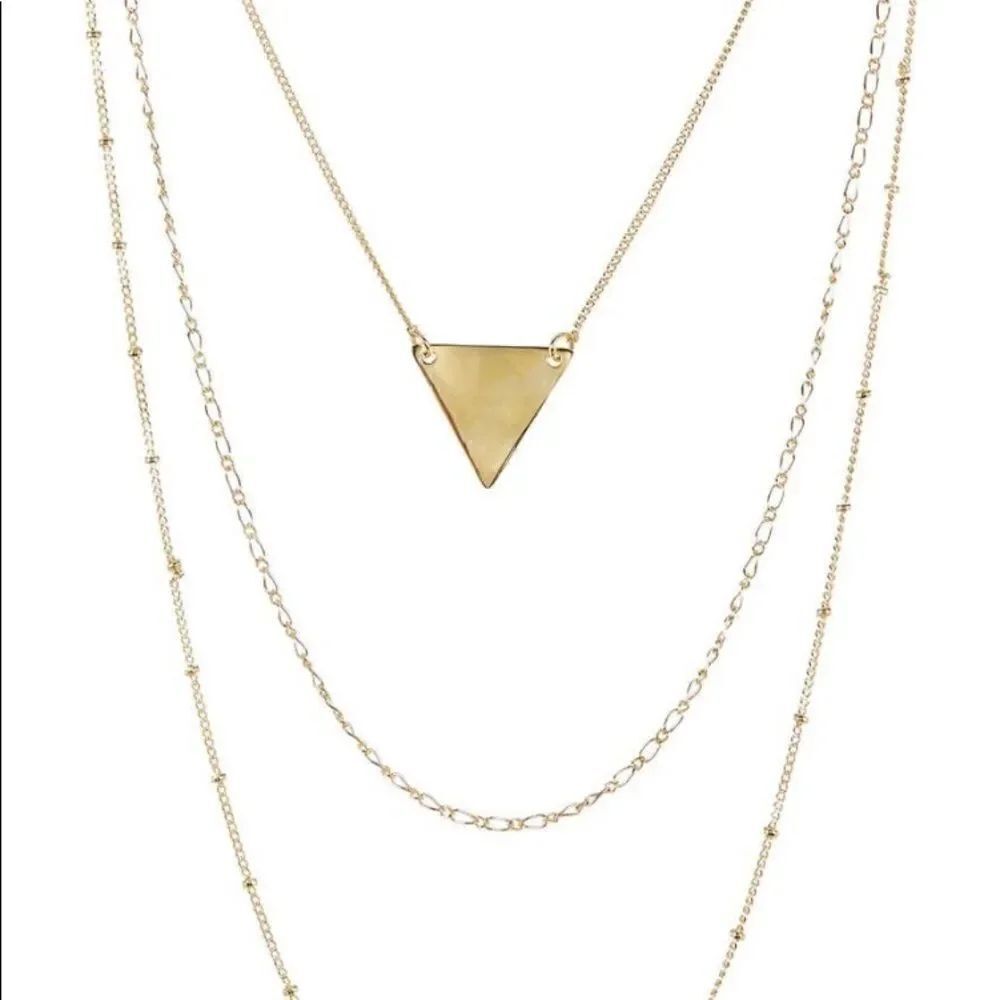 Sterling Forever Triple Chain Layered Triangle - Picture 1 of 4